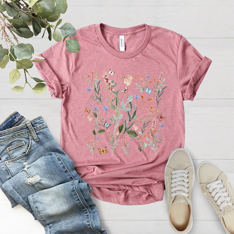 Pressed Flowers Shirt Wildflower Shirt