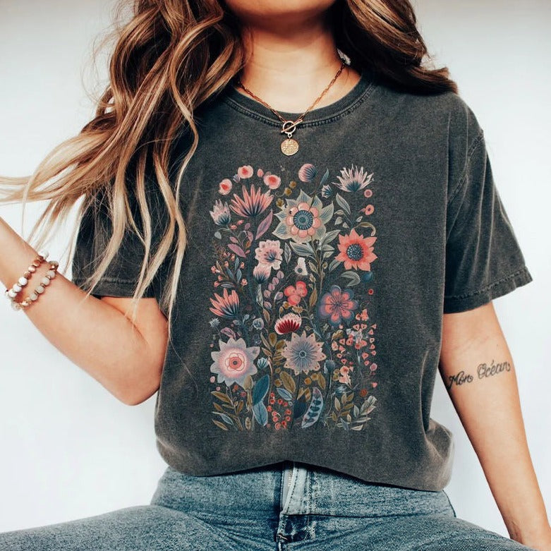 Spring Watercolor Wildflowers Aesthetic Wild Flower Shirt