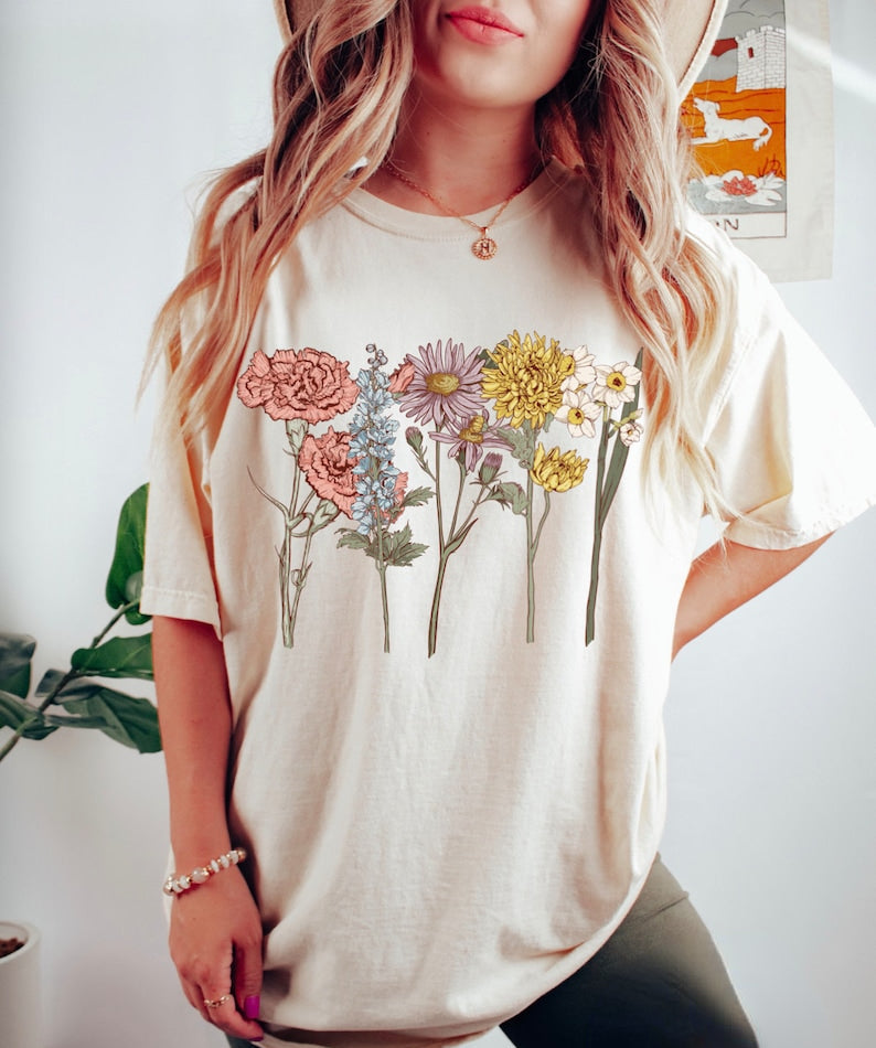 Cottagecore Vintage Flowers Comfort Colors Tshirt