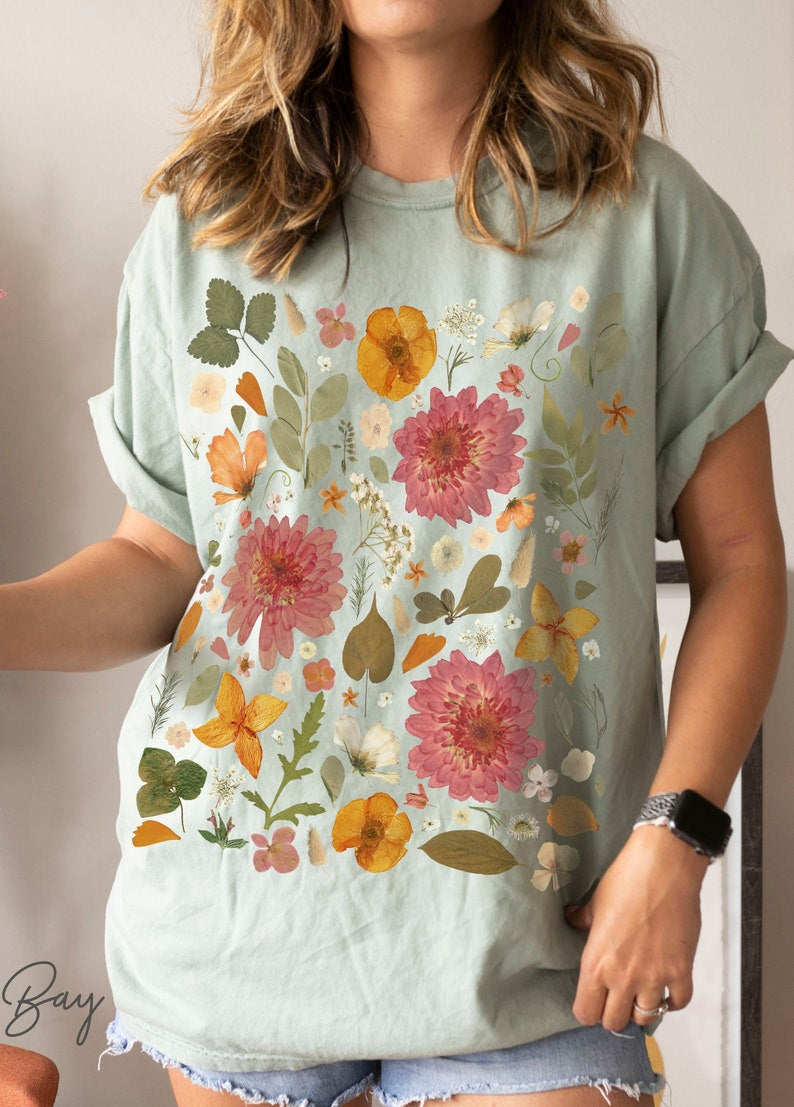 Vintage Pressed Flowers Comfort Colors Wildflowers Shirt