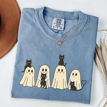 Halloween Black Cat & Ghost T-Shirt