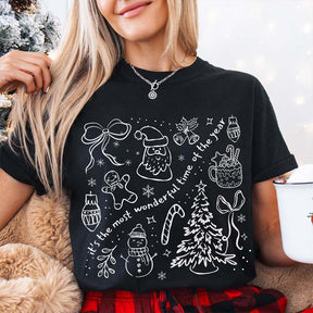 Christmas Bow Most Wonderful Time Holiday T-Shirt