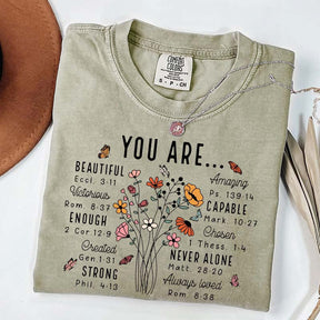 YOU ARE Inspirational Floral Beautiful Capable Strong T-Shirt