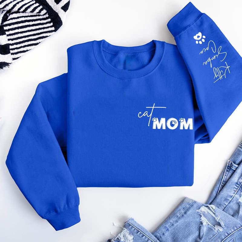 Custom Cat Mom Pet Name Sweatshirt