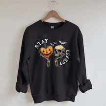 Stay Creepy With Pumpkin And Skull Sweatshirt