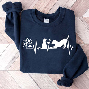 Dog And Cat Heartbeat Sweatshirt