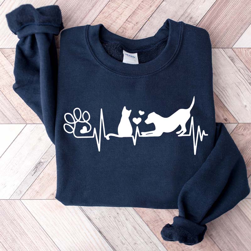 Dog And Cat Heartbeat Sweatshirt