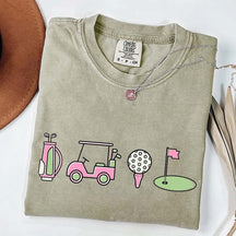 Pink Golf Cart Flag Lover T-Shirt