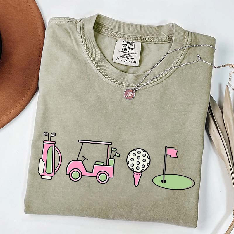 Pink Golf Cart Flag Lover T-Shirt