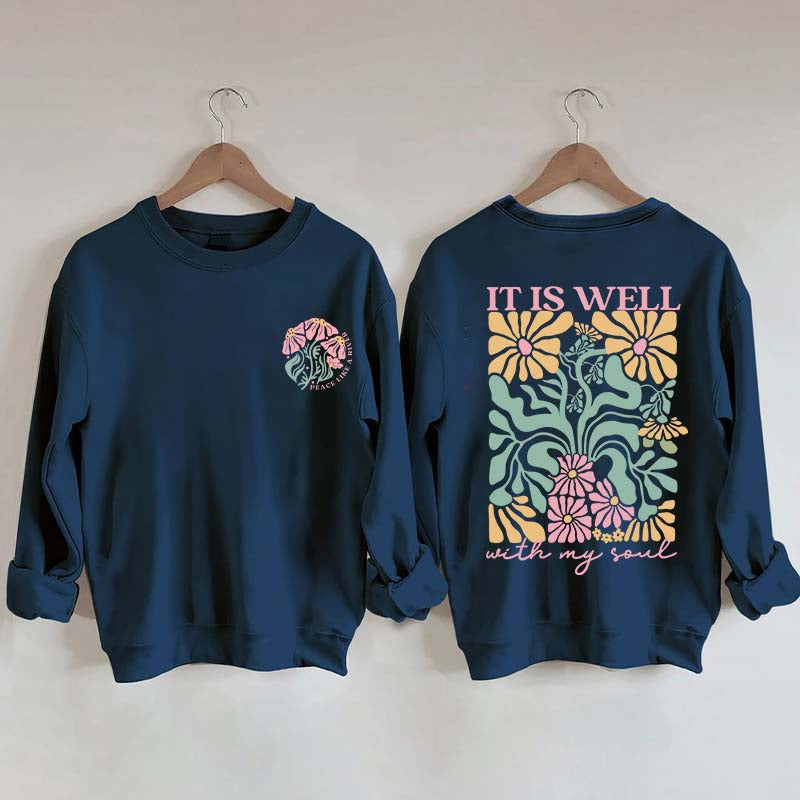 It is Well  Floral Boho Bible Verse Top Sweatshirt