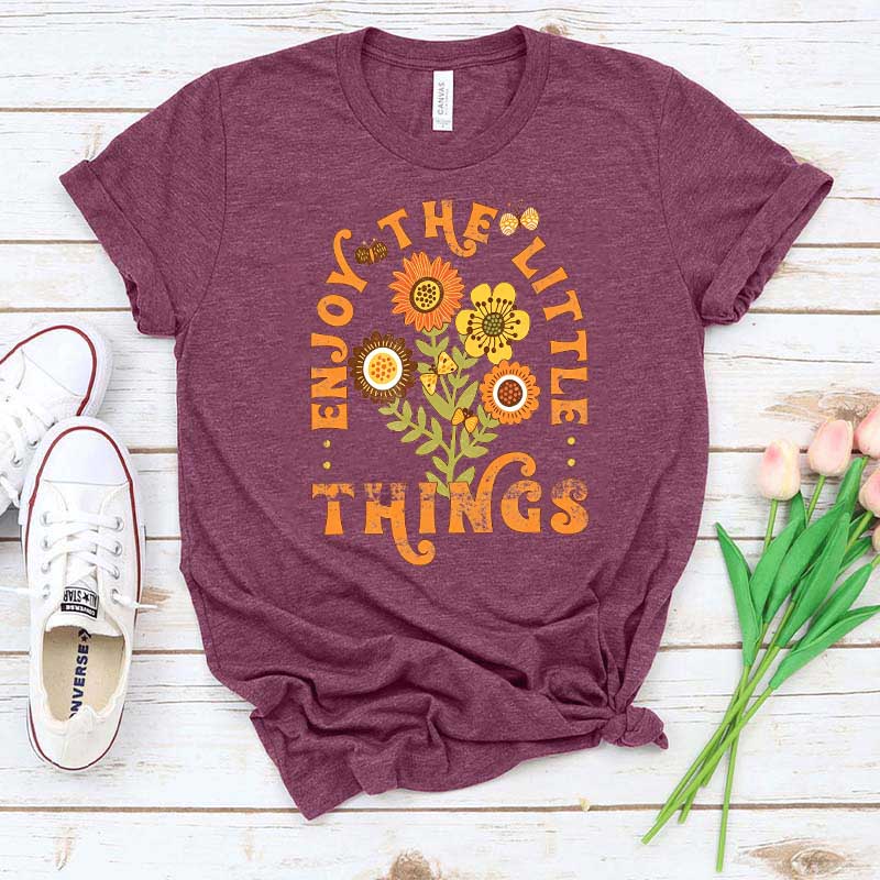 Enjoy The Little Things Orange Flower T-Shirt