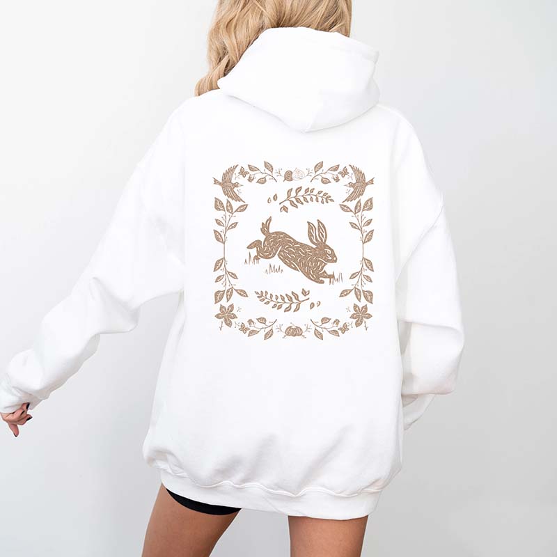 Cute Cottagecore Rabbit Floral Hoodie