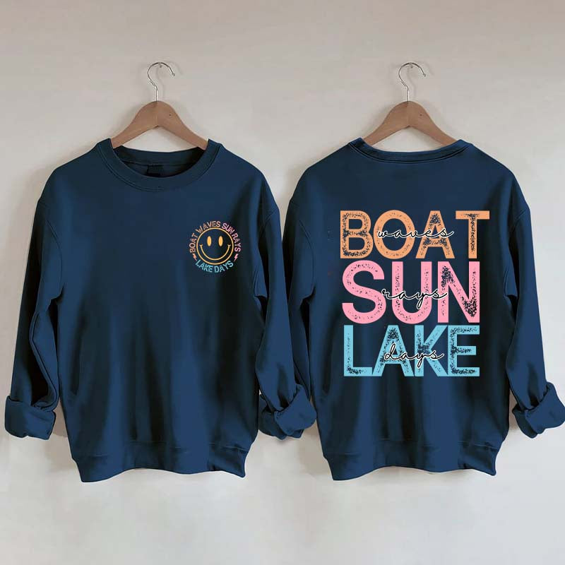 Boat Waves Sun Rays Lake Days Sweatshirt