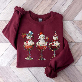 Christmas Wine Snowmen Sweatshirt