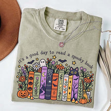It's a Good Day to Read a Spooky Book Floral T-Shirt
