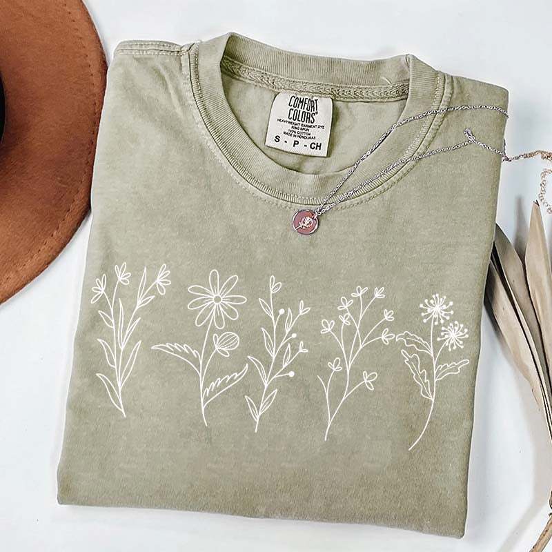 Floral Cottagecore Simple T-Shirt