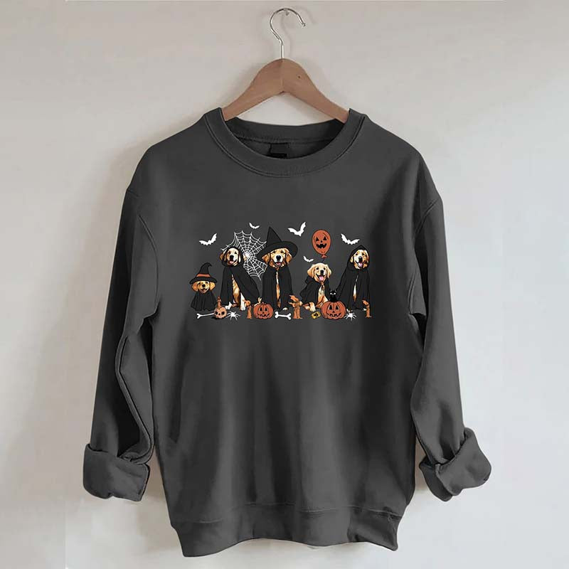 Ghost And Witch Golden Retriever Halloween Sweatshirt