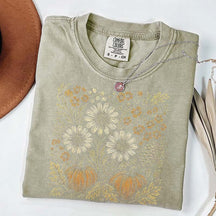 Comfort Colors Pumpkin Sunflower Floral Fall T-Shirt