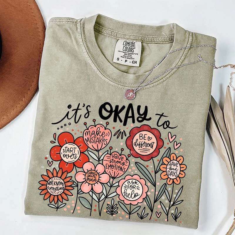 It's Okay Floral Mental Health T-Shirt