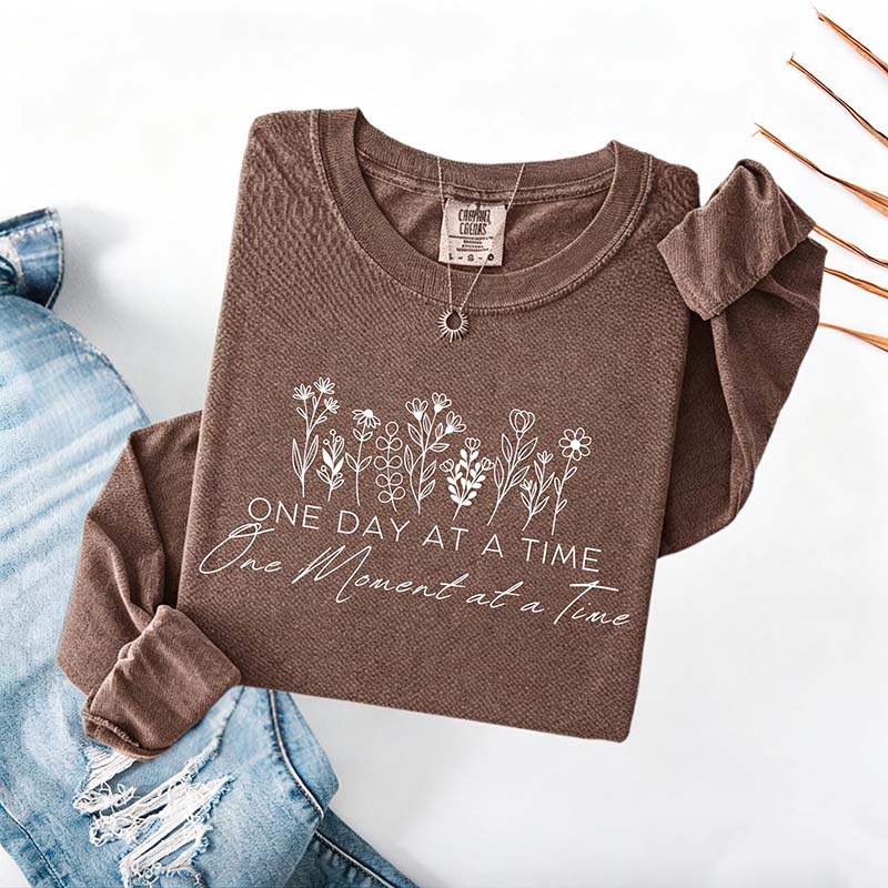 One Day At A Time Cozy Floral Sweatshirt
