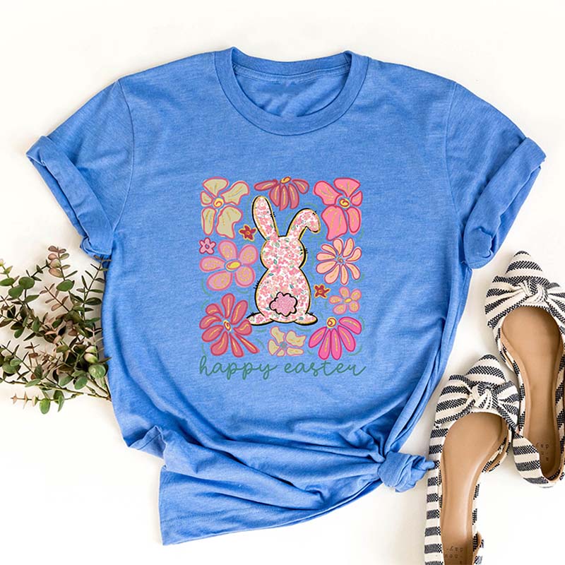 Happy Easter Bunny Floral T-Shirt