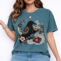 Boho Bird Crow Coffee Lover T-Shirt