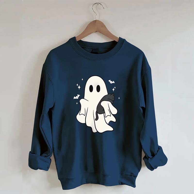 Cute Ghost Black Cats Halloween Sweatshirt