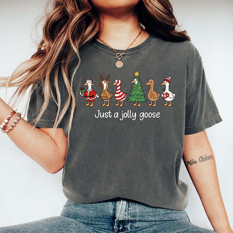 Christmas Goose Just A Jolly Goose T-Shirt