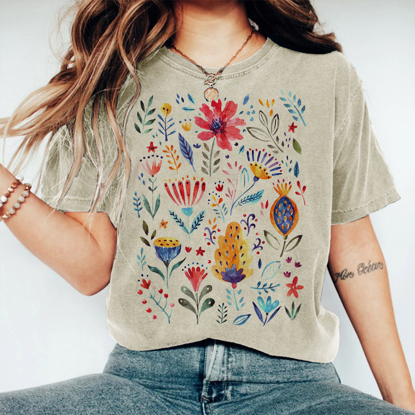 Vintage stijl Wildflower T-shirt