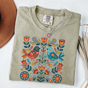 Cute Scandinavian Folk Art Bird T-Shirt