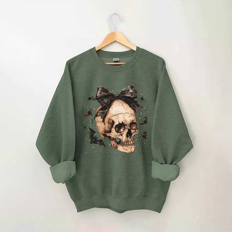 Halloween Skull Bow Sweatshirt