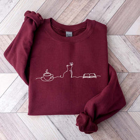 Coffee Cats And Books Lover Bookworm Sweatshirt