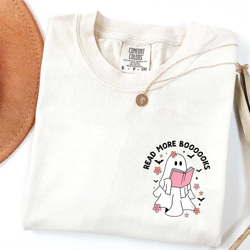 Ghost Reading Books Bookish Halloween T-Shirt