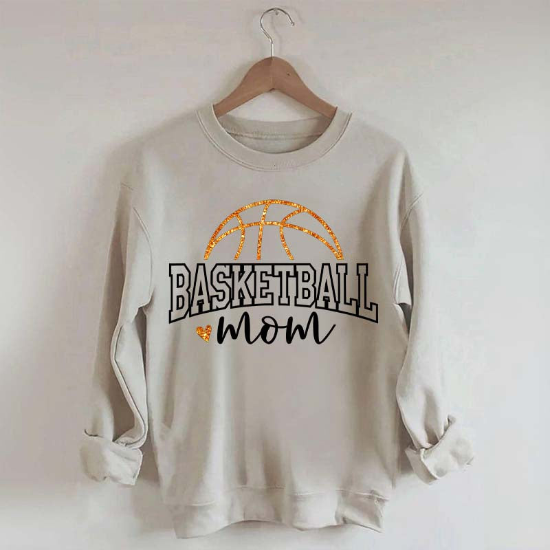 Glitter Basketball Mom Printed Sweatshirt