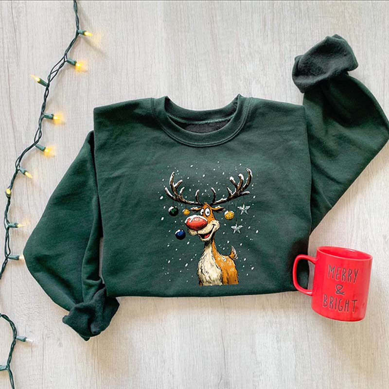 Christmas Reindeer Festive Holiday Funny Deer Sweatshirt