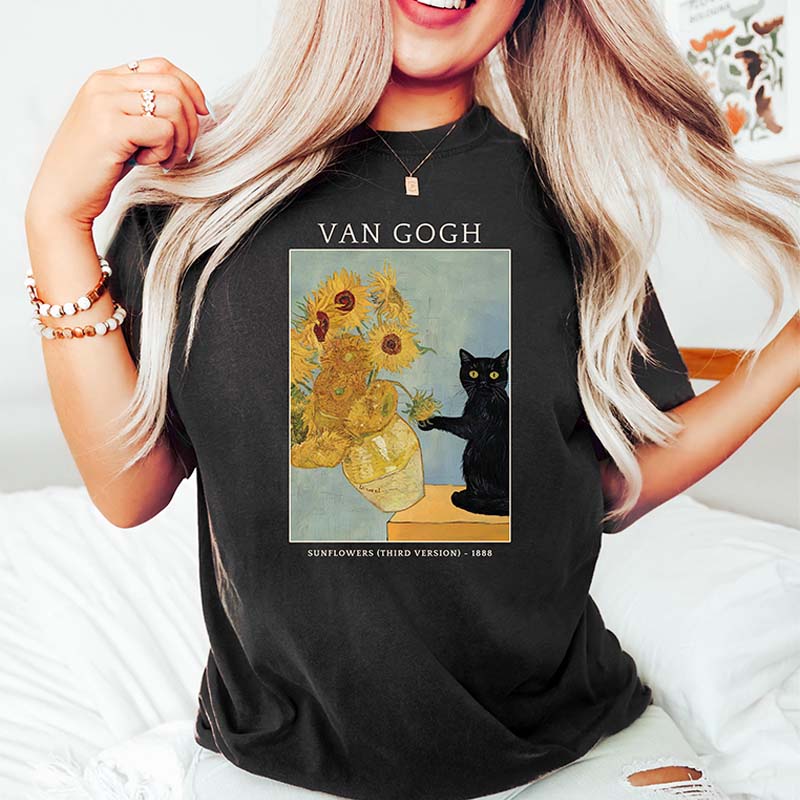 Van Gogh Irises Cat T-Shirt