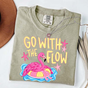 Go With The Flow Flamingo Graphic T-Shirt