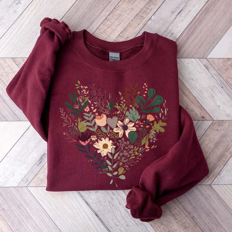 Retro Floral Heart All You Need Is Love Sweatshirt