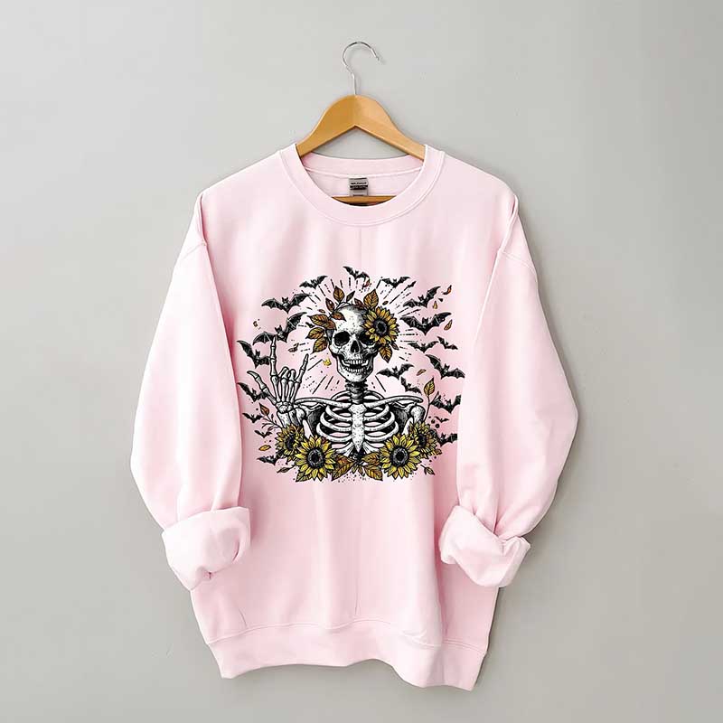 Spooky Skeleton Sunflowers Sweatshirt