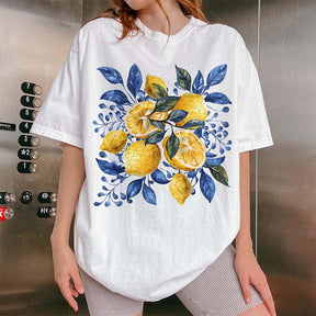 Blue Toile Citrus Botanical Lemon T-Shirt