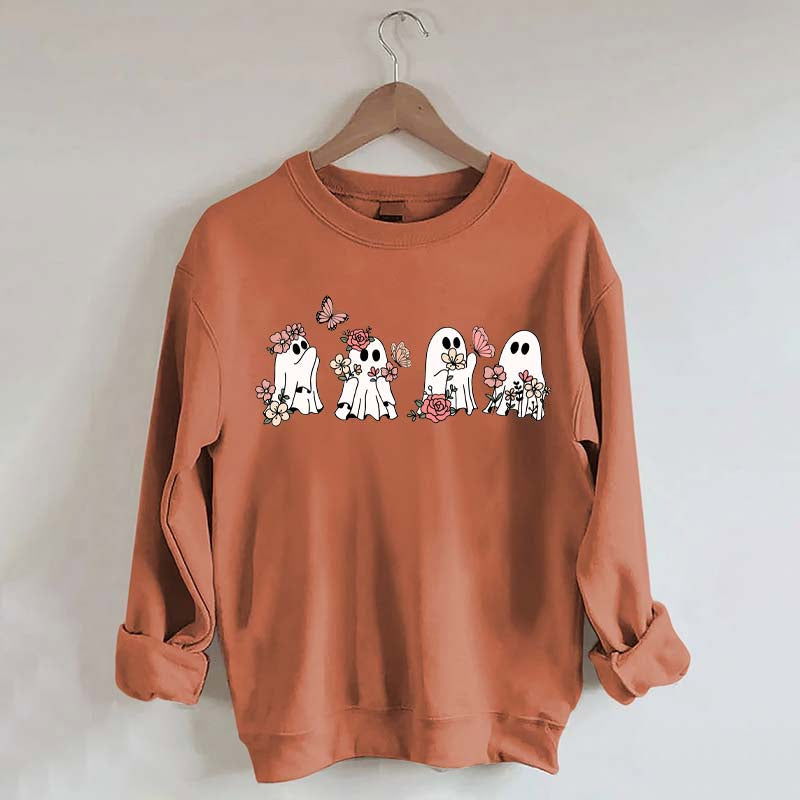 Butterfly Floral Ghosts Cute Halloween Sweatshirt