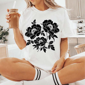 Vintage Linocut Peony T-Shirt