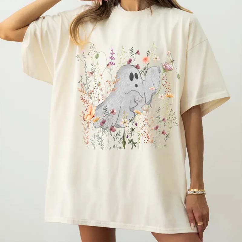 Comfort Colors Cute Ghost in Wildflowers T-Shirt