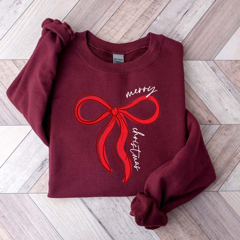 Merry Christmas Bow Winter Sweatshirt