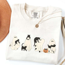 Halloween Black Cat & Ghost Women T-Shirt