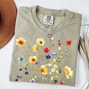Delicate Floral Print Botanical T-Shirt