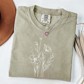 Minimalist Wildflower Plant Floral T-Shirt