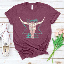 Boho Cow Skull Cowgirl T-Shirt