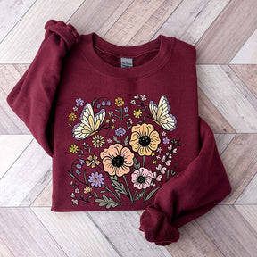 Vintage Floral Butterfly Sweatshirt