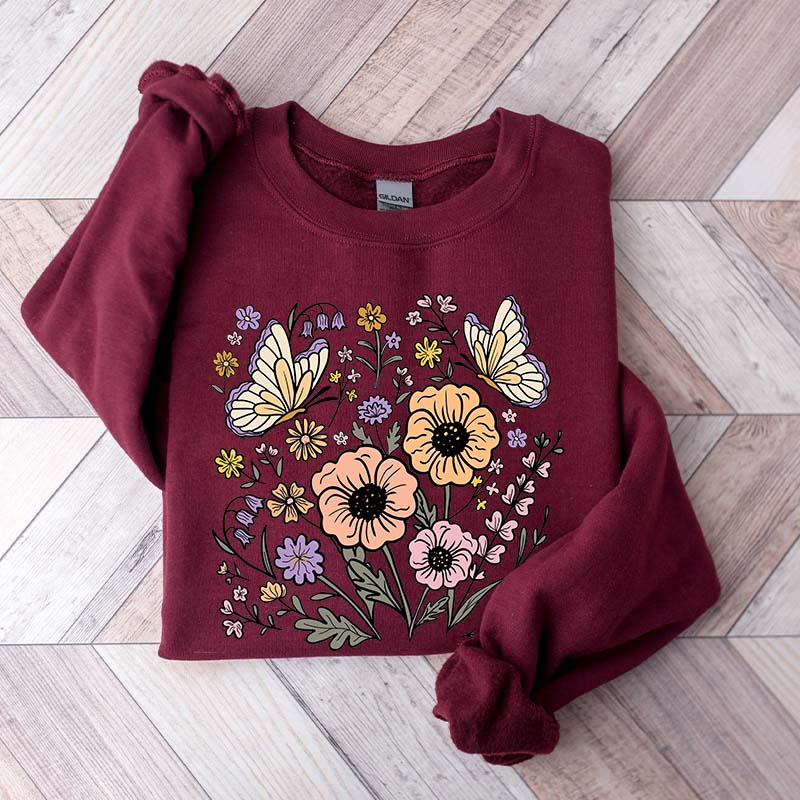 Vintage Floral Butterfly Sweatshirt